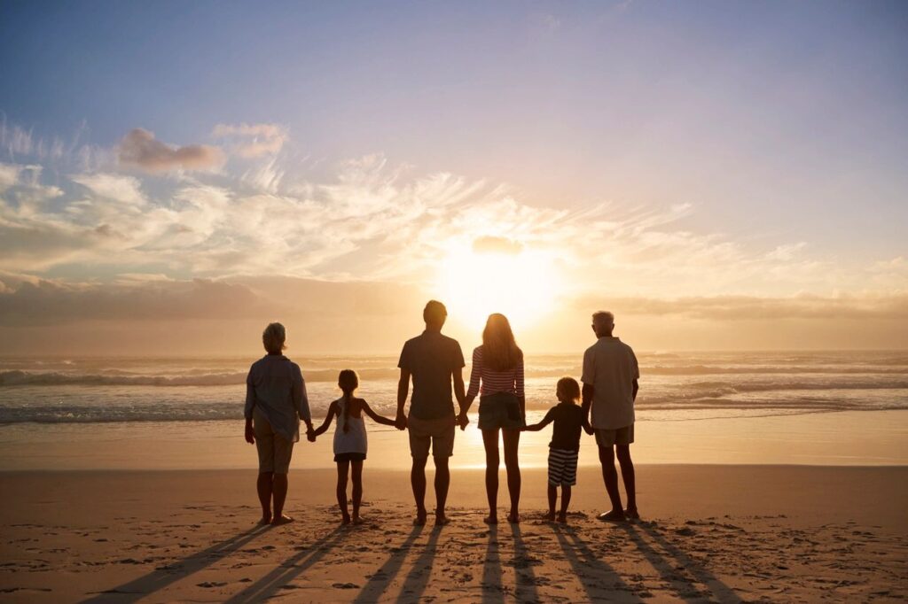 Family on the beach
